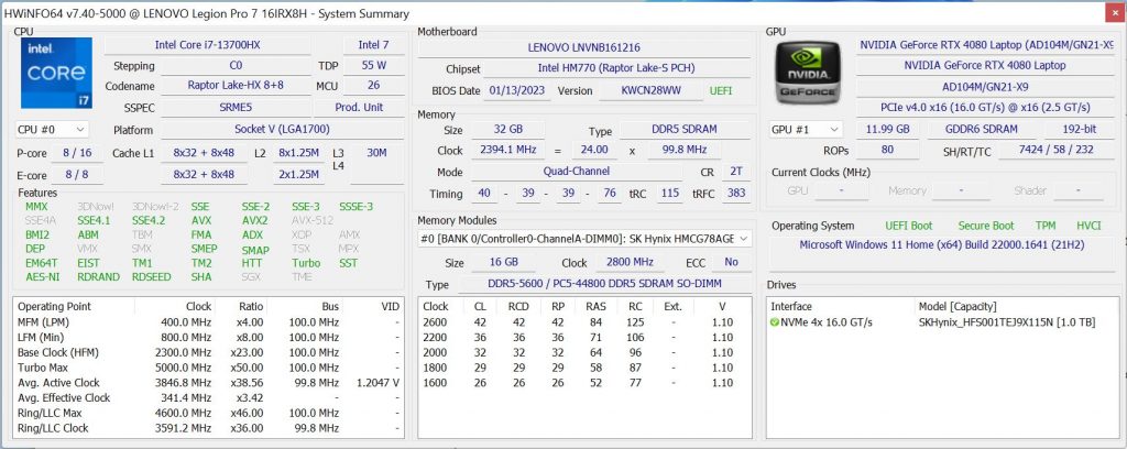 התצורה הטכנית המלאה של Legion Pro 7i Gen 8