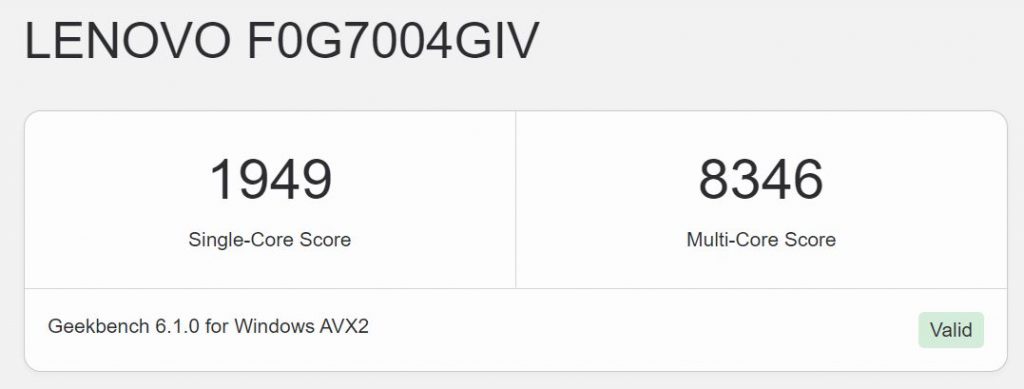 תוצאות מבחני מעבדים ב-Geekbench 6,10 של Yoga AIO 7